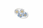 A 7.5 inch oval resin dish preserving lilac colored wedding flowers.