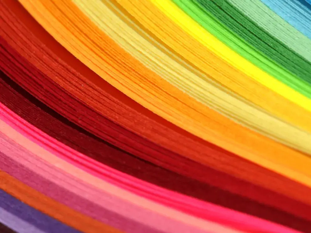 Colorful paper ribbons in a rainbow pattern available for flower color restoration
