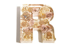 Decorative letter 'R' with pink roses wedding flowers preserved with resin