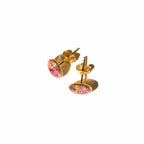 One pair of gold stud earrings with resin preservation wedding flowers