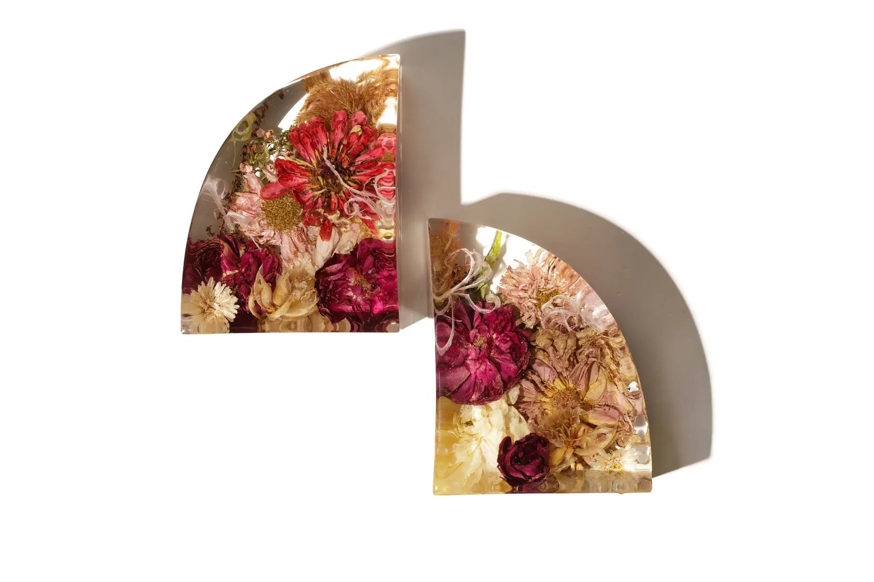 Handmade resin bookends with wedding flowers, small size and custom work