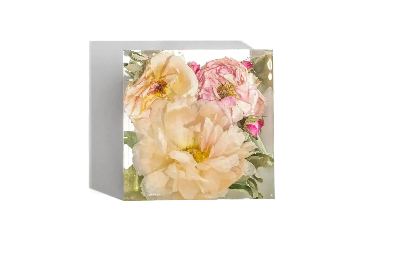Wedding flowers in a medium eight inch resin block