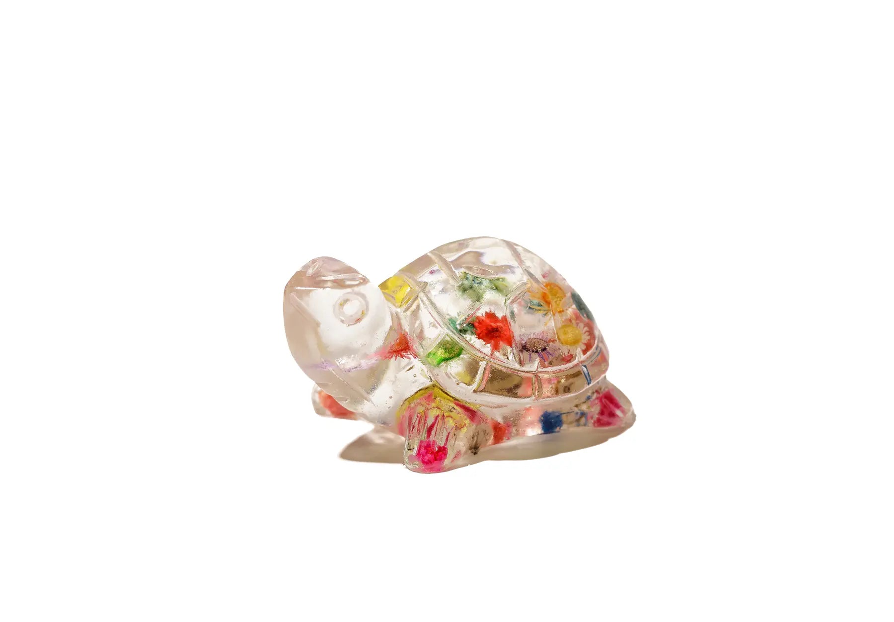 Sea turtle resin small figurine with preserved wedding flowers in its shell