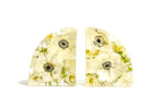 Resin wedding flower bookends in a large size featuring white anemones