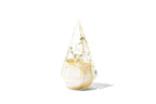 Resin ring holder with preserved white single flower in a tear shaped design.