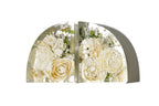 Matching pair of large resin bookends with white roses, carnations, and peonies