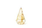 Resin ring holder with white roses in a teardrop shape featuring preserved wedding flowers